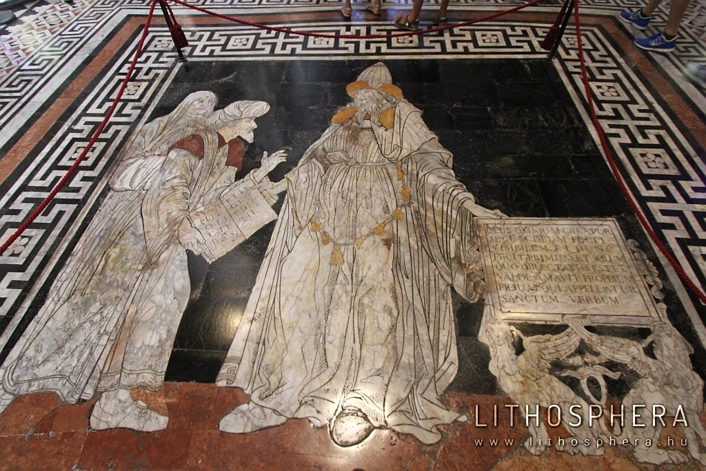 Hermész Triszmegisztoszt ábrázoló márvány padlókép a sienai dómban